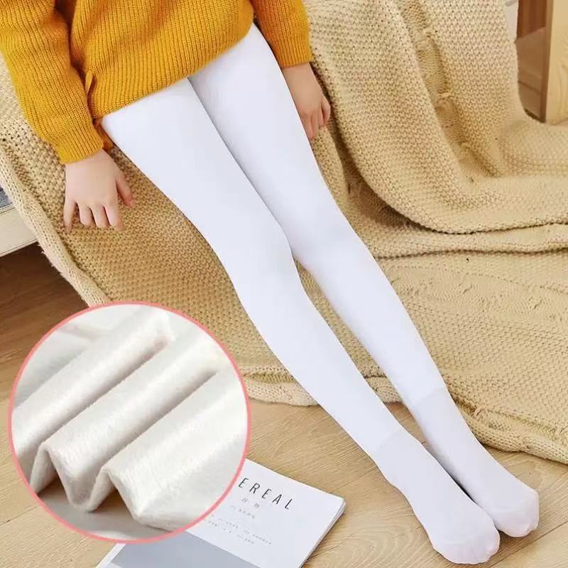 Niños de otoño y invierno pantalones de baile de alta elasticidad niñas con calcetines de baile de calcetines blancas más gruesas