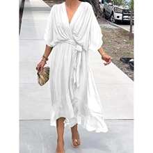 B 30299 Tie Belt Batwing Sleeve Dress ϵ����ȹ �羳ŷ��