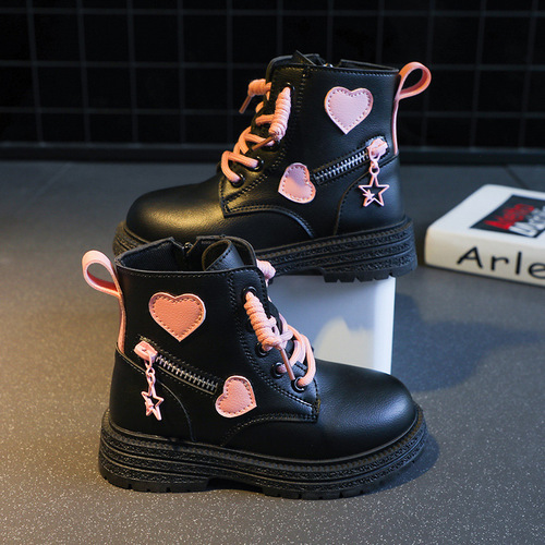 Girls 'Martin boots, children's short boots, autumn and winter new girls' single boots, fashionable princess leather boots, fashionable girls 'leather boots