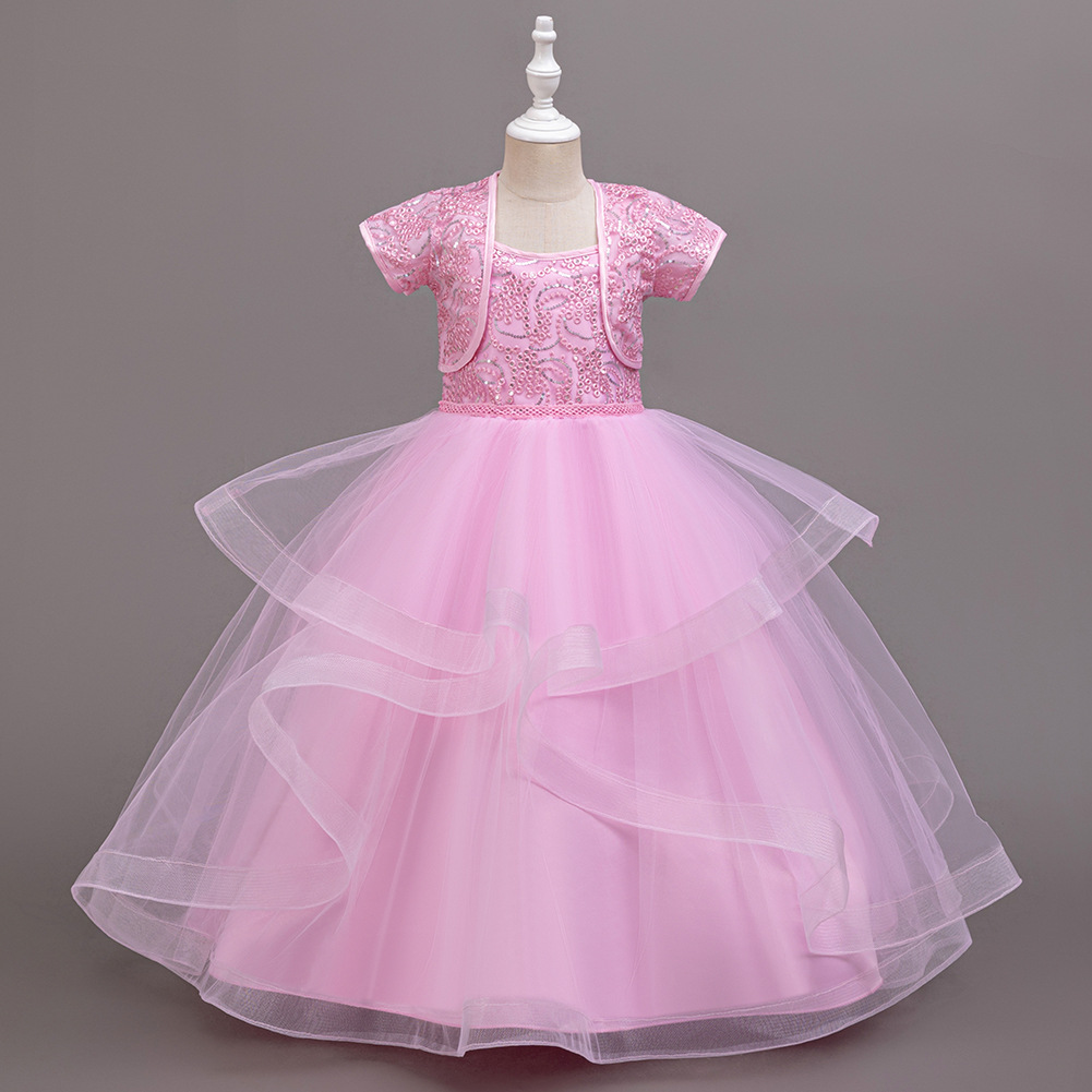 Vestido infantil vestido de princesa vestido de novia de niña vestido de cabina vestido de cumpleaños vestido de espectáculo de dos piezas 635
