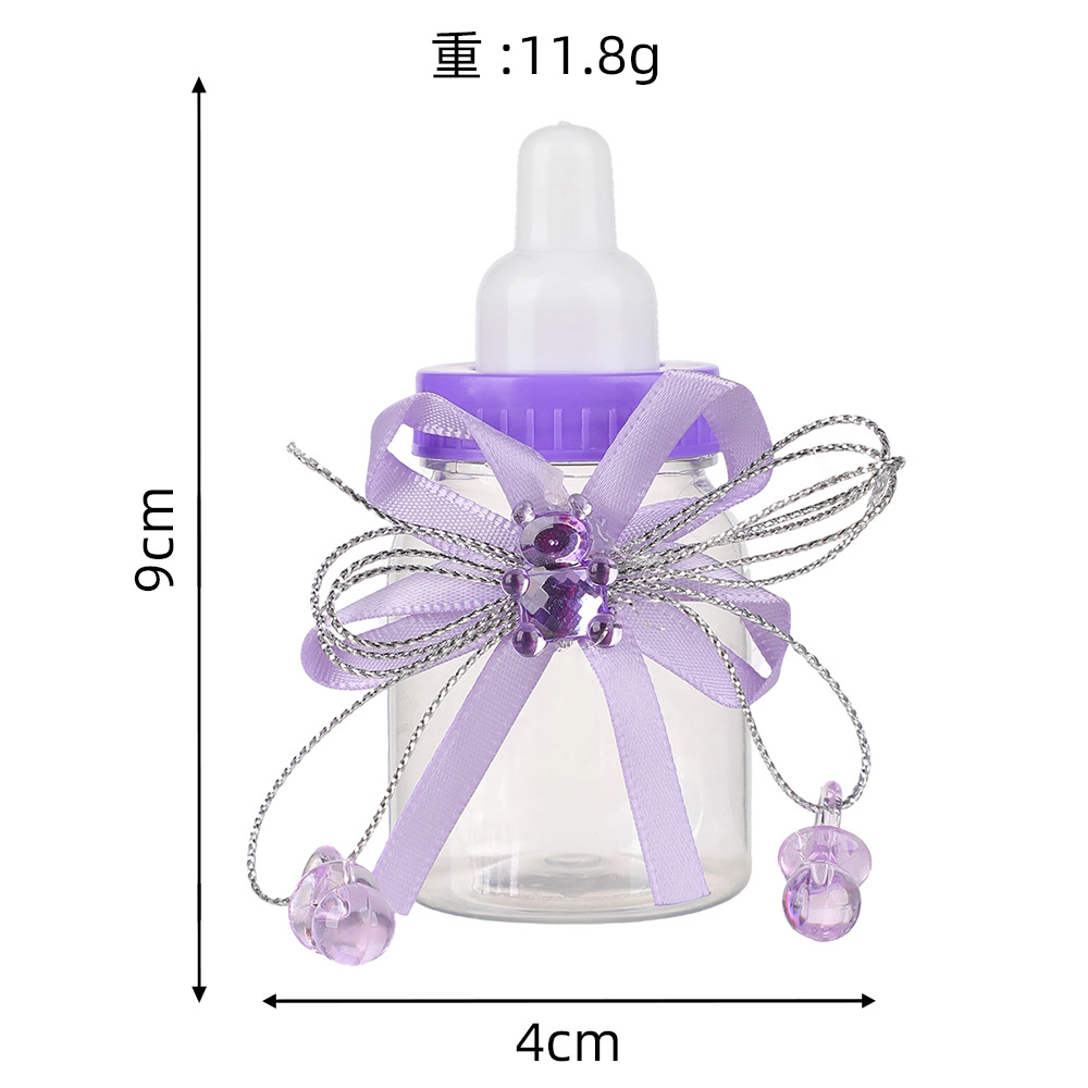 Caja de dulces creativa de plástico transparente con forma de botella de leche pequeña, regalo para baby shower, regalo para fiesta de bebé, mini caja de dulces con forma de oso.