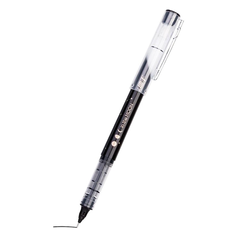 Deli S858 recta bolígrafo líquido 0,5mm negro recta pluma de gel líquido estudiante pluma de la firma a base de agua
