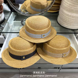 法式绸带凹顶草帽女夏季海边度假防晒遮阳帽子出游沙滩优雅礼帽