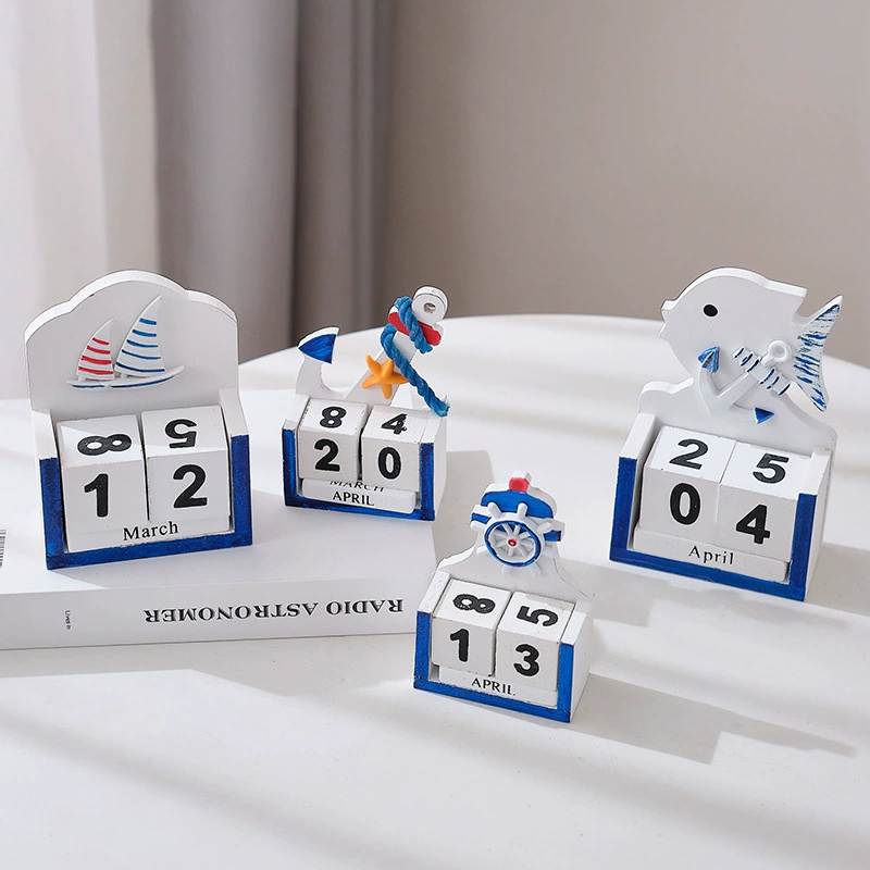 Средиземноморский деревянный знак времени и даты, деревянный календарь, маленькие украшения, украшение для домашнего рабочего стола, реквизит для фотографий