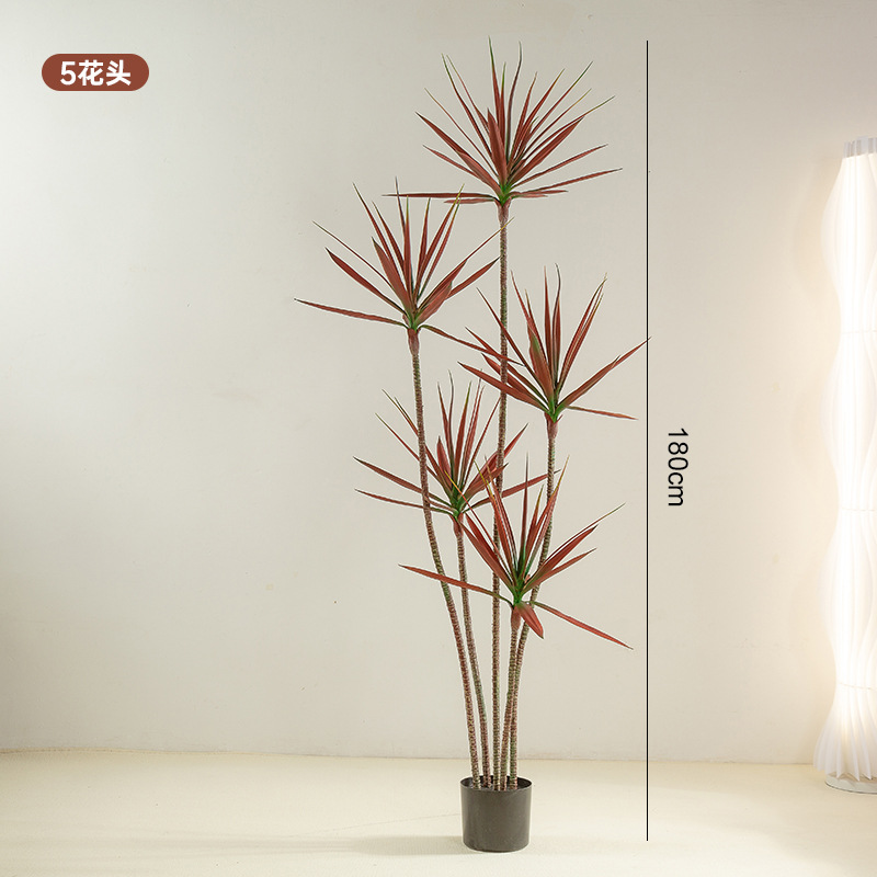 Árbol de sangre de dragón artificial viento silencioso planta verde árbol artificial decoración de sala de estar Planta artificial Agave piso olla