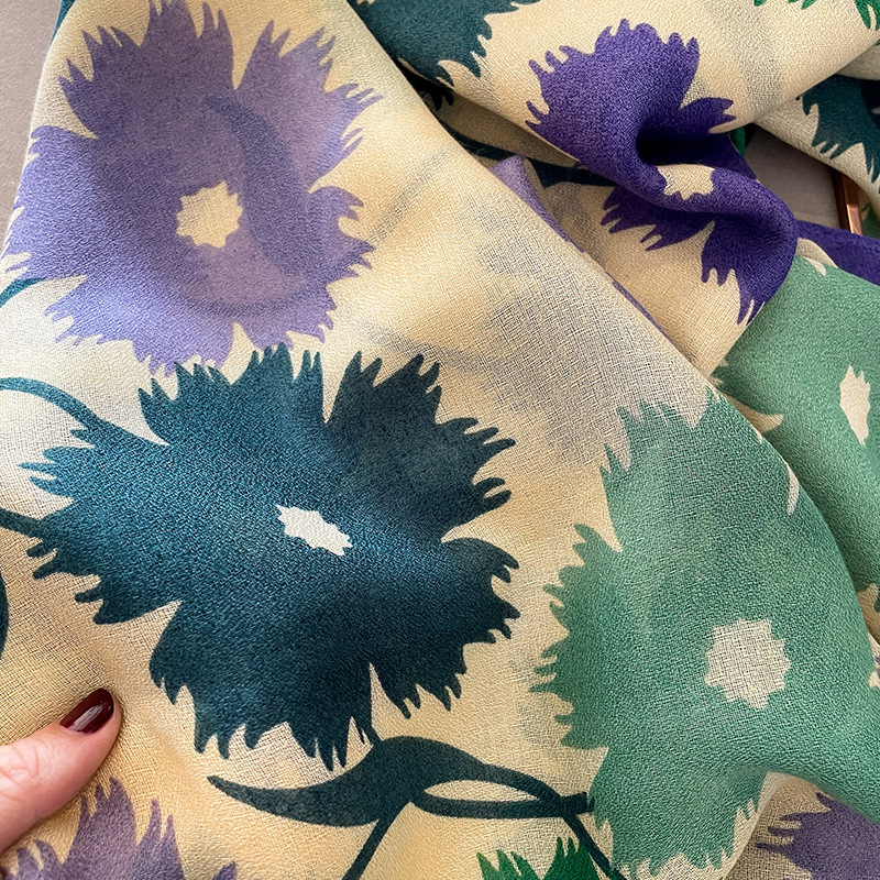 120g Weight Silk Scarf Classification Travel Occasion cotton and linen Material Flower Pattern Summer, Spring Season Women's Gender Printing Design Elegant, Sweet Style Women's Elegant Sweet Flower Cotton And Linen Printing Silk Scarf 11