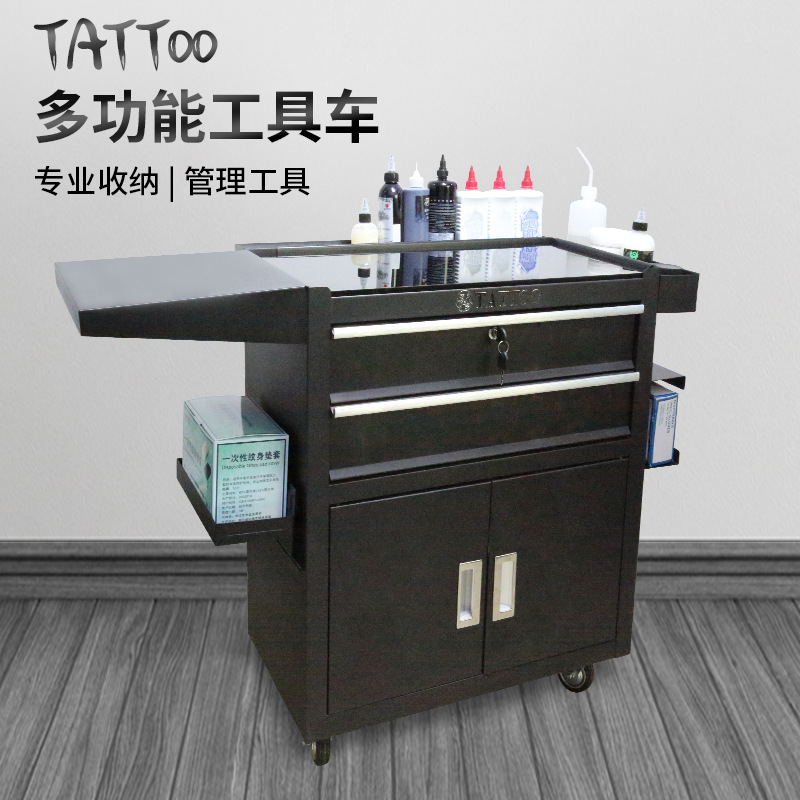 纹身工作台刺青工具车抽屉式手推柜子滚轮操作面板10个批跨境专供