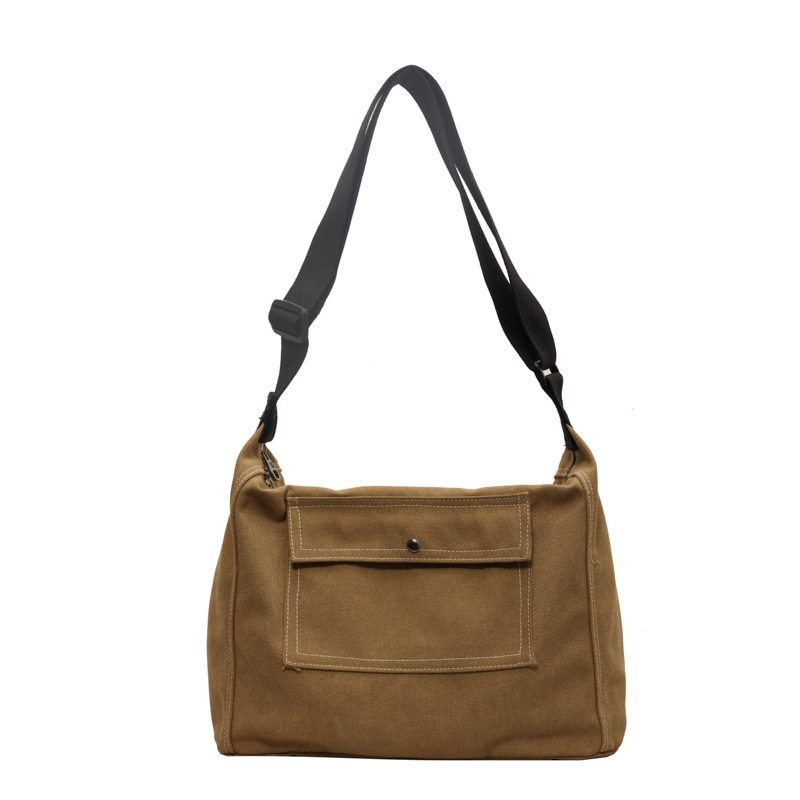 Bolso de lona de gran capacidad simple japonés bolso de mensajero coreano para mujer 2024 nuevo bolso de mensajero de un solo hombro de tendencia casual