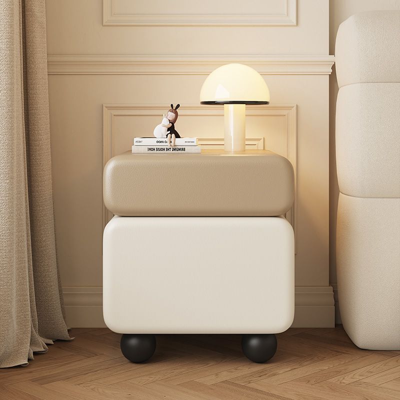 카키색 상부 수납장 + 오프화이트 하부 수납장 [올 원목] 서랍형