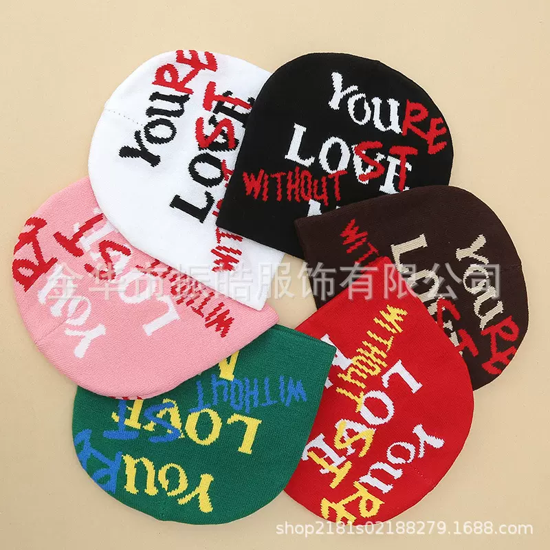 秋冬个性风潮字母针织帽户外保暖提花帽百搭成人毛线帽现货批发