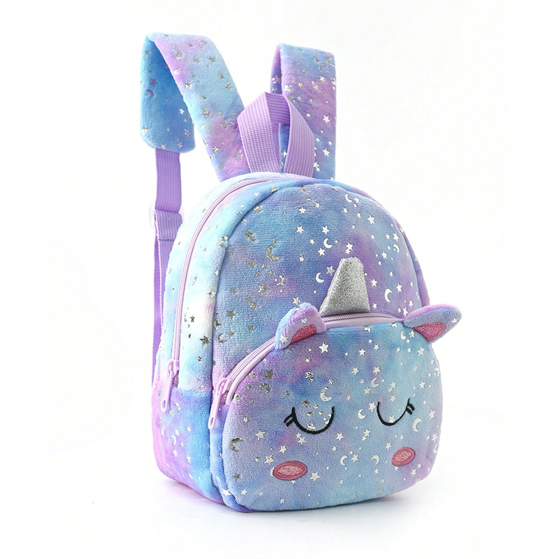 Transfronteriza nueva felpa unicornio de dibujos animados mochila de los niños mochila de la taleguilla de la muchacha Linda pequeña mochila