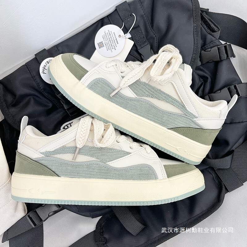 Men's Summer Breathable Niche Original Versatile Casual Sneakers Youth Sports Thick-Soled Height-Increasing White Shoes