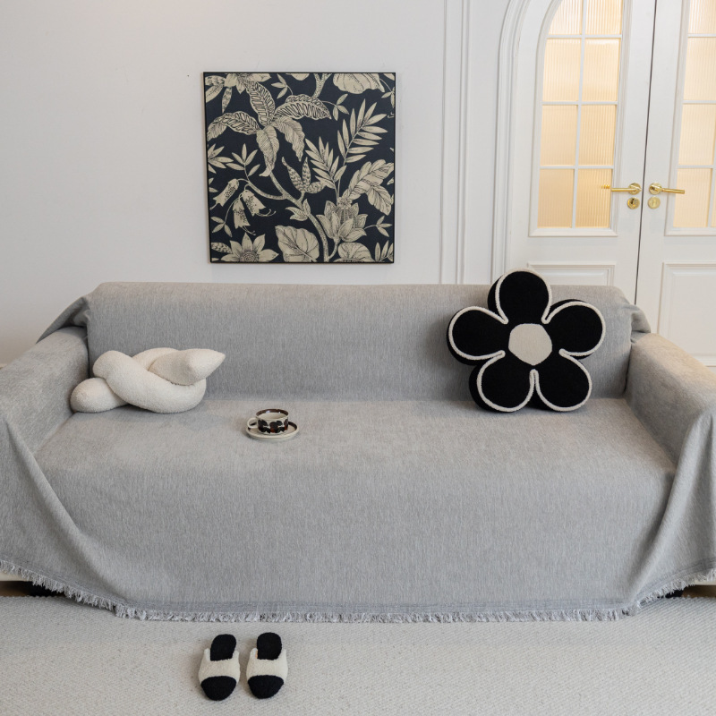 European-Style Sofa Cushion Cover, All-Inclusive Sofa Cushion, American-Style Four-Season Universal Modern Simple Chenille Sofa Towel Full Cover