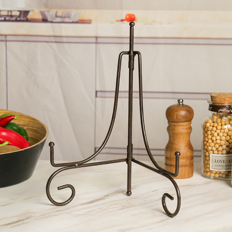 加粗金属铁展示架陶瓷盘支架相框托架茶饼架钟表支撑架盘架证书架