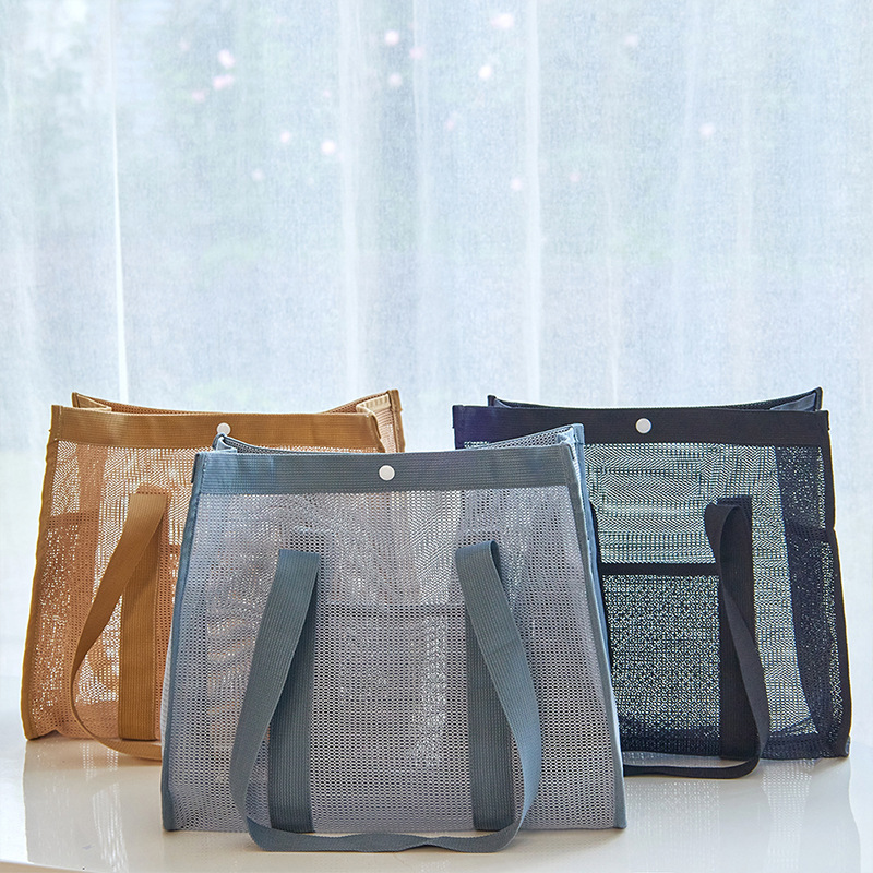 New Korean Beach Bag Fashionable Polyester Hollow Fitness Shoulder Bag Sports Swimming Bag Travel Storage Toiletry Bag