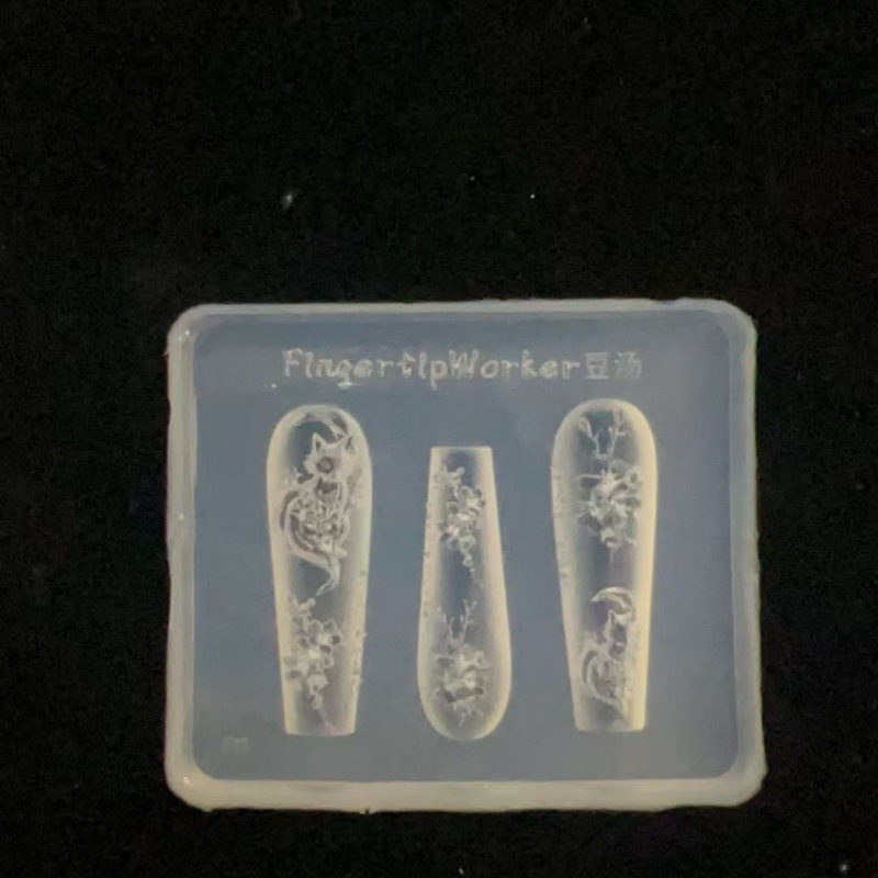 美甲硅胶模具桃花狐狸美甲装饰模具创意穿戴甲装饰硅胶模具|undefined