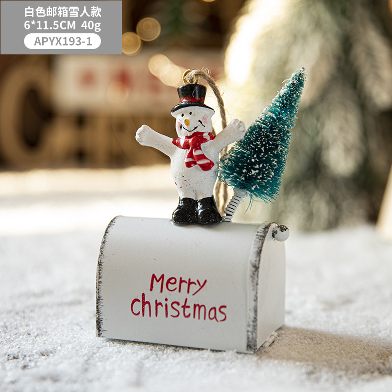 Navidad nuevo árbol de Navidad Santa Claus buzón hierro pintado decorativo colgante decoraciones navideñas
