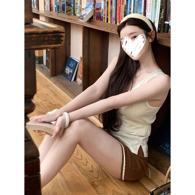 2025法式气质针织套装奶白色长袖开衫吊带上衣女浅杏色裤子三件套|undefined