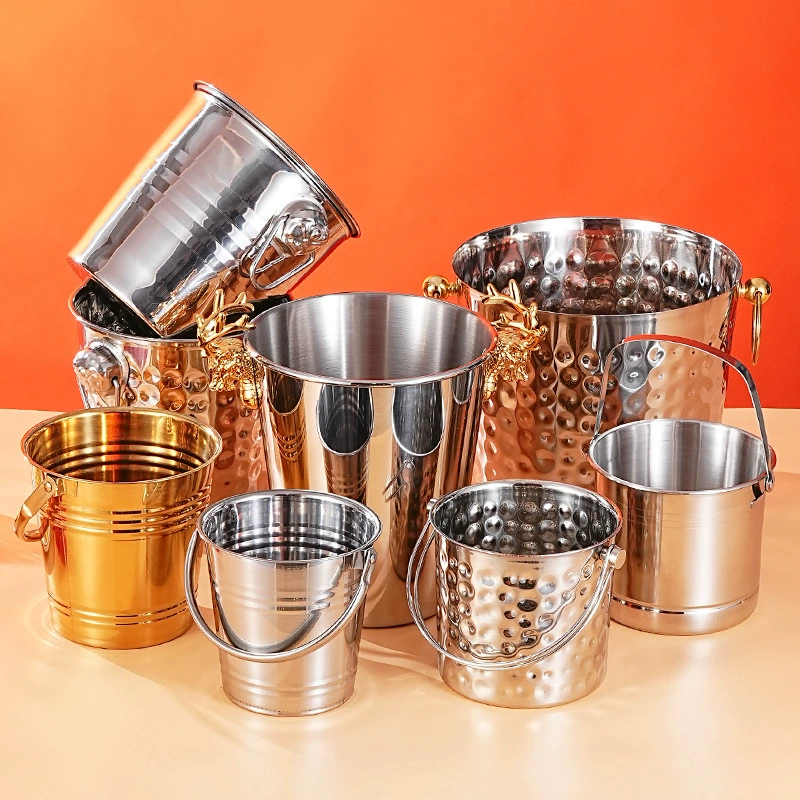 Золотое ведро со льдом ведро коммерческое ведро из нержавеющей стали бар шампанское ведро красное вино пиво ледяное ведро коммерческое