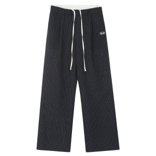 Little Red Book Internet Celebrity Stitching Double Waist Fake Two-piece Striped Pants for Men and Women Loose American Style Retro Casual Pants Trendy