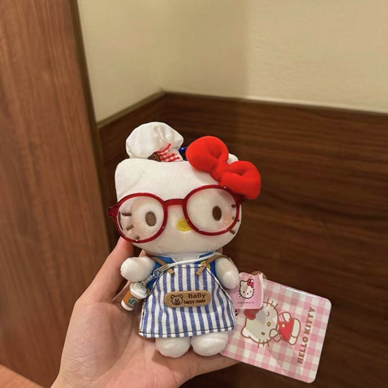 Genuino clásico KT Hello Kitty mochila bolso colgante dibujos animados lindo hellokitty llavero muñeca de felpa mujer