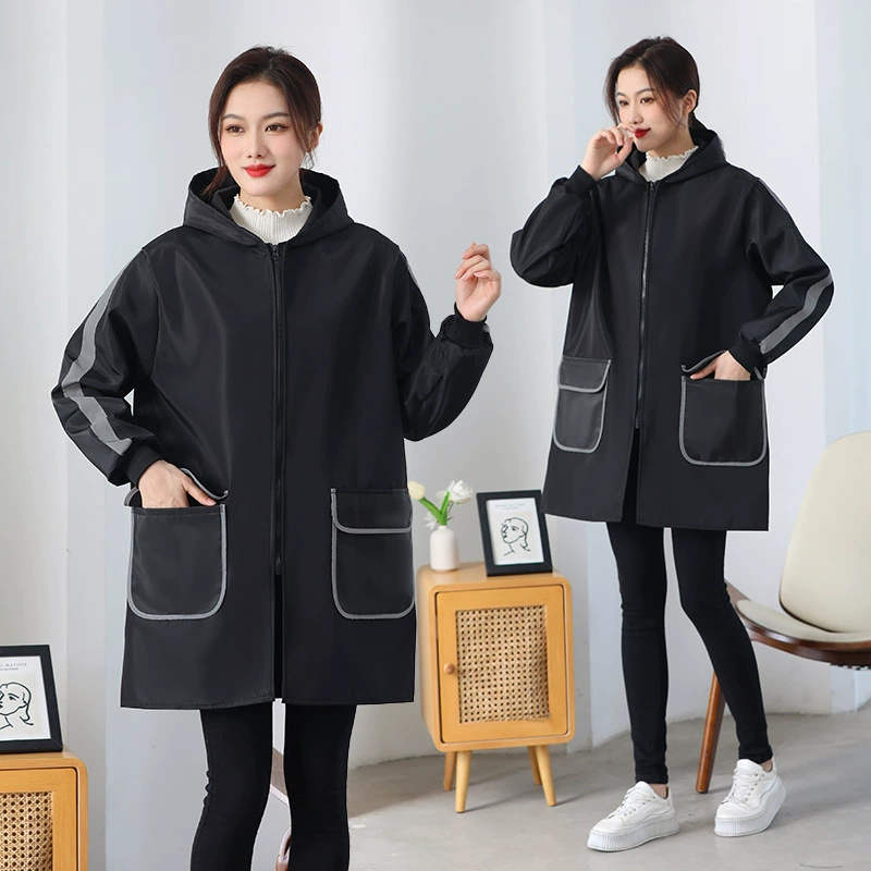 3S31 водонепроницаемый новый халат для взрослых женщин на флисовой подкладке, осенне-зимний кухонный пятностойкий фартук с длинными рукавами для взрослых и мужчин для ношения на улице