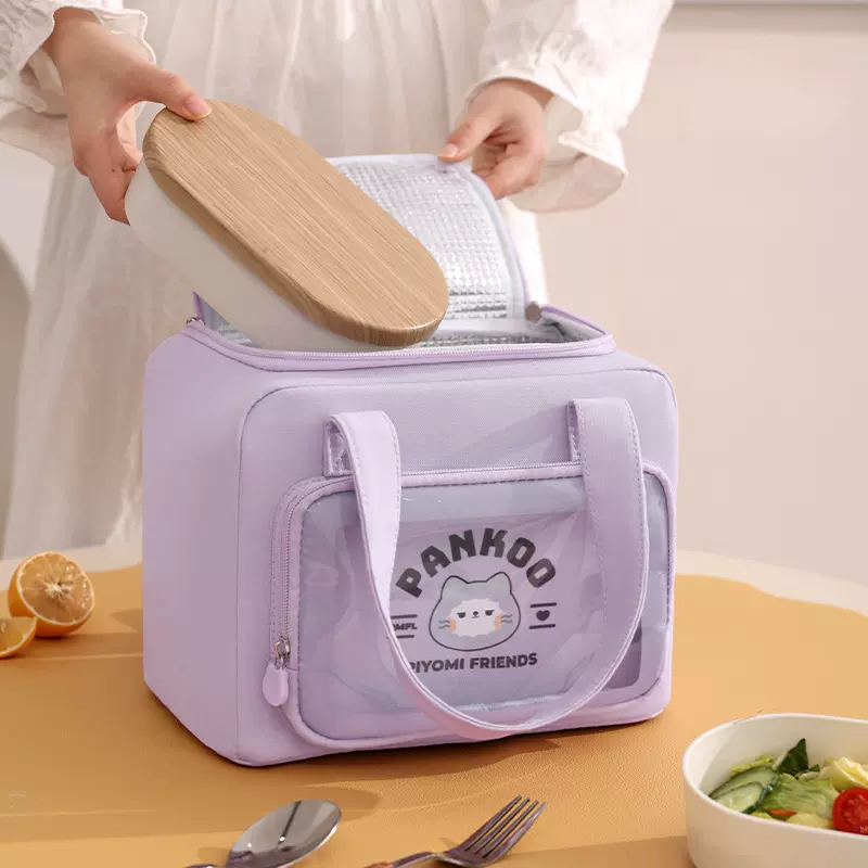 手提保温包户外通勤打包上班族饭盒袋学生可爱卡通加厚便当包批发