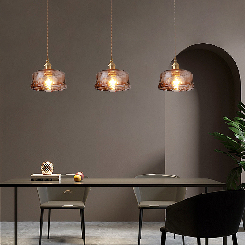 Nordic Vintage Brass Glass Chandelier Homestay Bar Restaurant Bedside Lamp Creative Personality Cafe Living Room Lamps