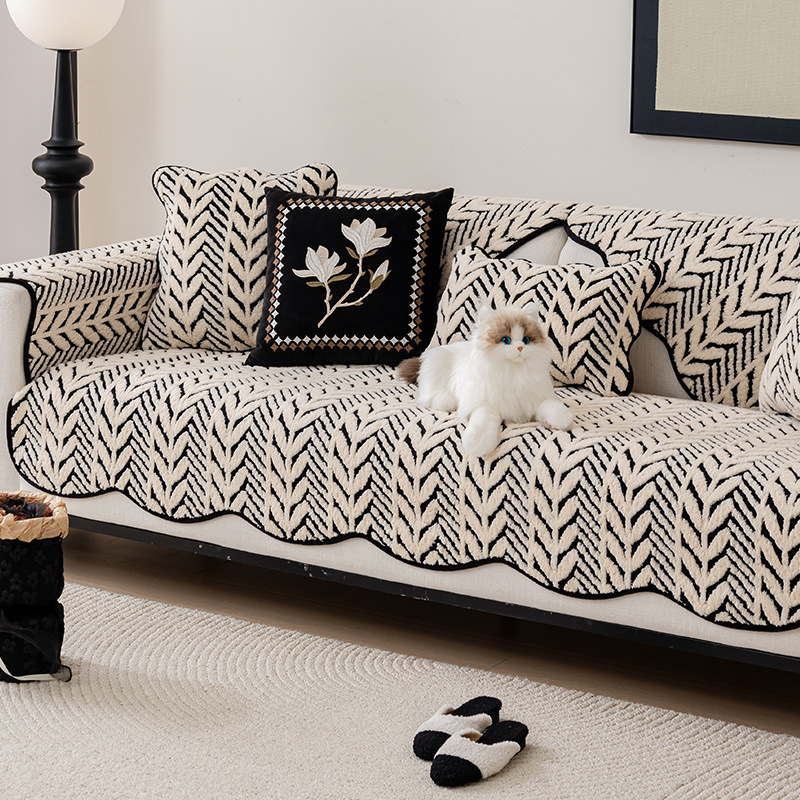2024新款皮沙发垫秋冬季毛绒防滑坐垫子轻奢高级感沙发套罩盖布巾