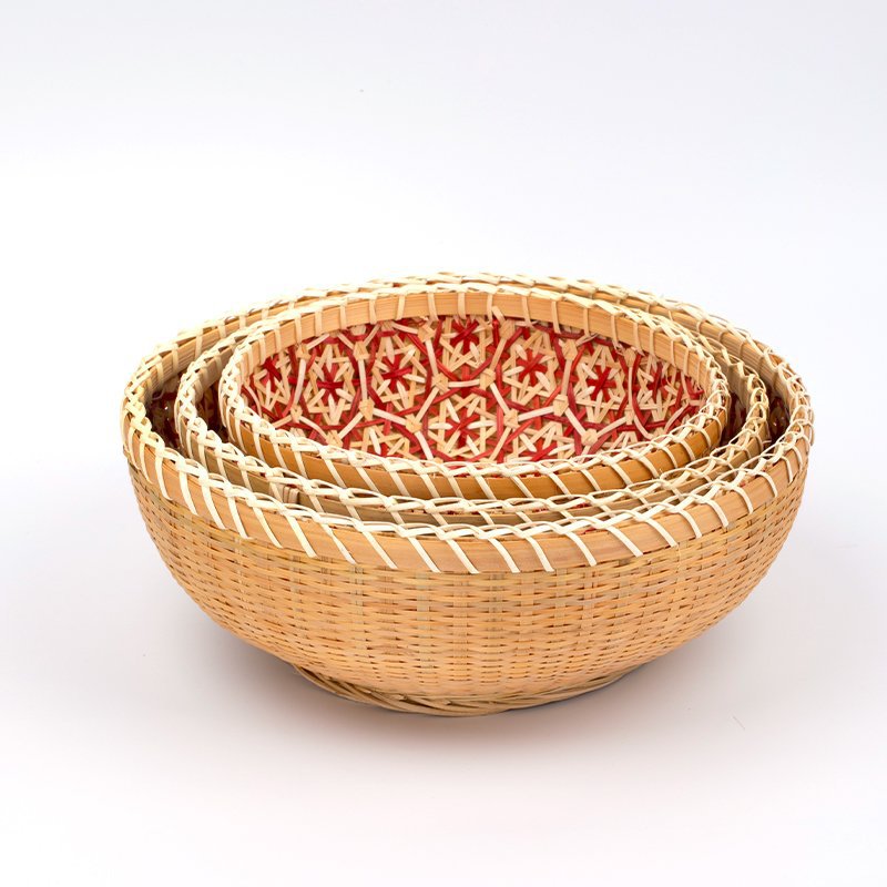 Cestas de pan al vapor de bambú trenzado cestas de almacenamiento casero bocadillos hechos a mano mesa redonda hueca pastoral sala de estar hogar