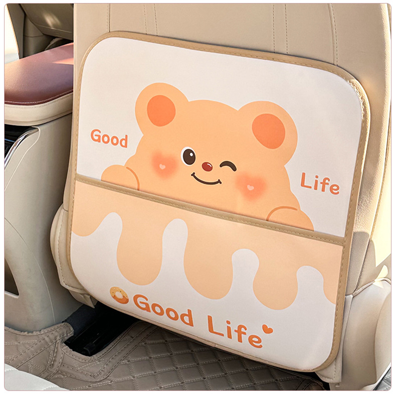 Blue Rain Anti-Kick Pad Cute Bear Car Anti-Kick Pad Creative Multi-Functional Car Seat Back Anti-Dirt Protection Pad