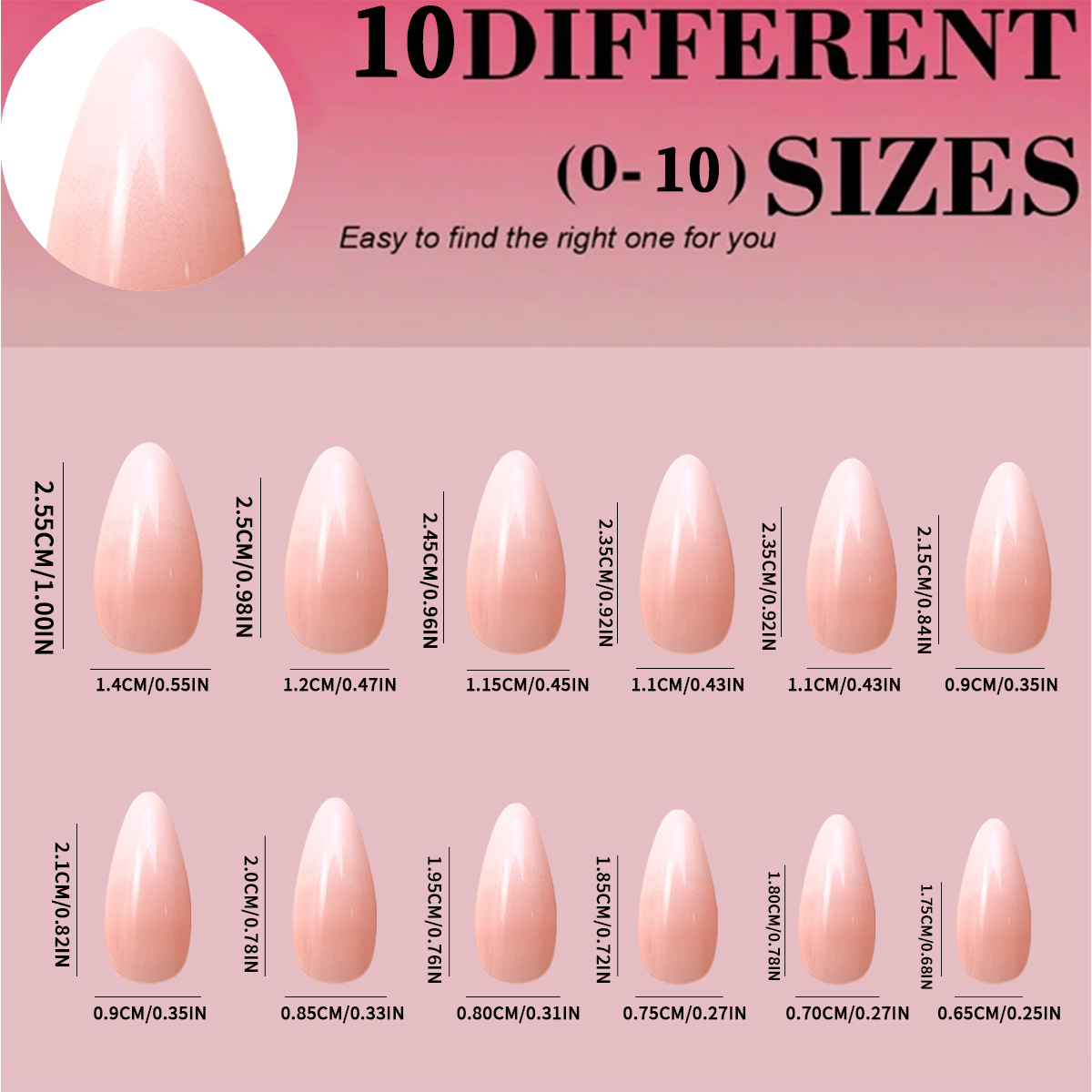 120 piezas de parche de uñas falsas rosadas en una caja, parche de uñas falsas desmontable para usar uñas