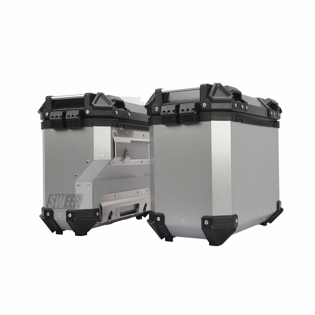 35L Right Hide Exhaust Side Box Motorcycle Universal Aluminum Alloy 45L Tail Box Waterproof Three Boxes Anti-theft Travel Storage Box