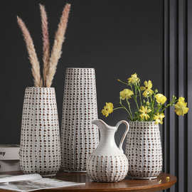 波点陶瓷花瓶现代客厅装饰简约摆件花器玄关创意家居工艺品