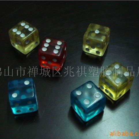 19mm透明红黄蓝压克力骰子色子甩子筛子|ms