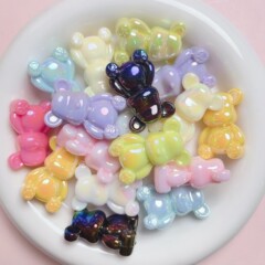 高品uvメッキ実色夜光熊直孔ビーズ手描き底胚diy携帯チェーン材料アクセサリー部品