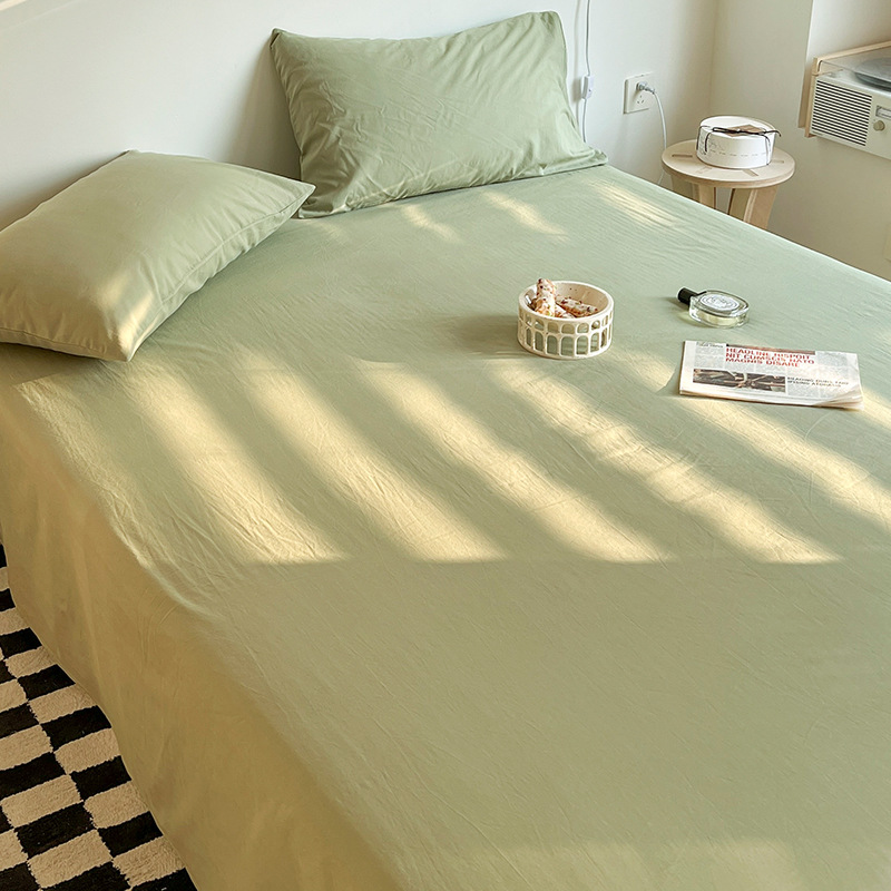 Sábanas de algodón lavado de color sólido de algodón pieza única 100 sábanas de algodón puro para dormir desnudas cama individual dormitorio individual doble traje de tres piezas 3