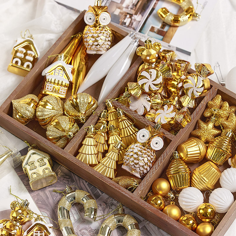 Bola de Navidad dorada Bola de forma especial Adornos navideños Colgante Decoración de árboles de Navidad Disposición Bola colgante Bola de colores