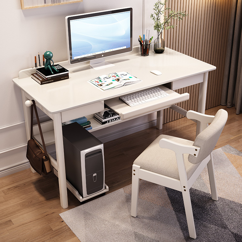 90cm实木电脑桌台式办公桌家用小户型卧室桌子全实木中式键盘书桌