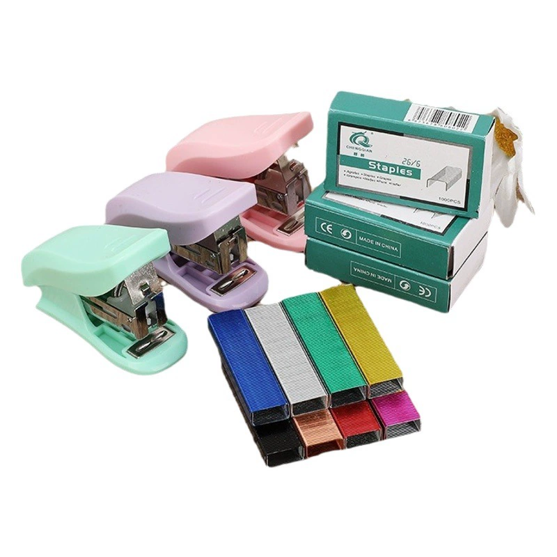 12 цветов степлер 26/6 степлер синий красный черный скобы напильник для переплета креативная игла