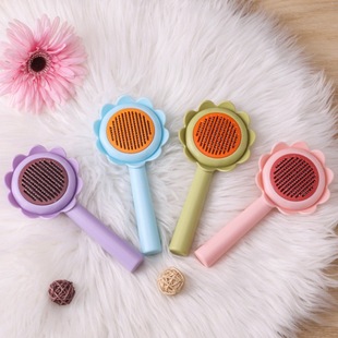 Sunflower Pet Comb, Cat Comb, Dog Comb, Macaron Color Hair Removal Self-Cleaning Comb, Pet Grooming Avocado Green
