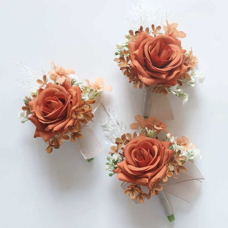 艺雅阁 2436 wedding floral simulation flower business celebration opening guest corsage corsage hand flower orange