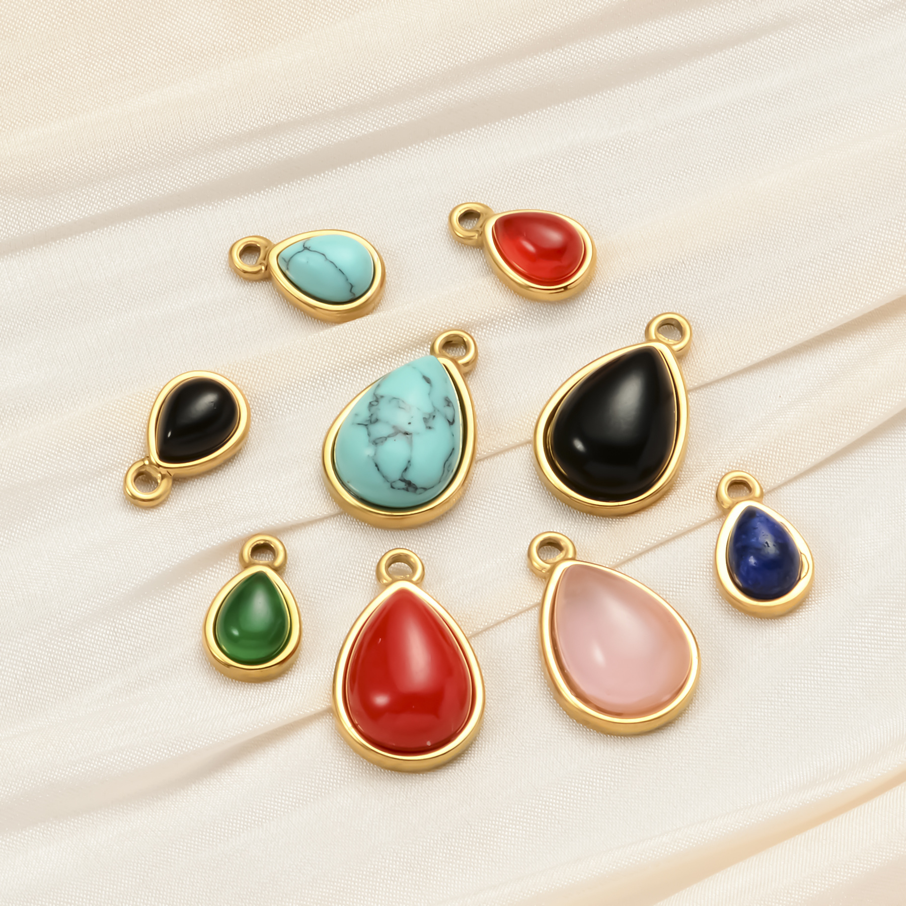 12 * 19mm, 8*13mm Jewelry Making Size DIY Jewelry Accessories Classification 1 Piece Quantity 304 Stainless Steel, natural stone Material 1 Piece 12 * 19mm 8*13mm 304 Stainless Steel Natural Stone Geometric Pendant