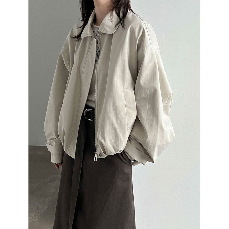 LUXI Simple Doll Collar Short Coat for Women 26 Autumn Loose Fit Casual Versatile Trench Coat Jacket 5240 LUXI Simple Doll Collar Short Coat for Women 26 Autumn Loose Fit Casual Versatile Trench Coat Jacket 5240