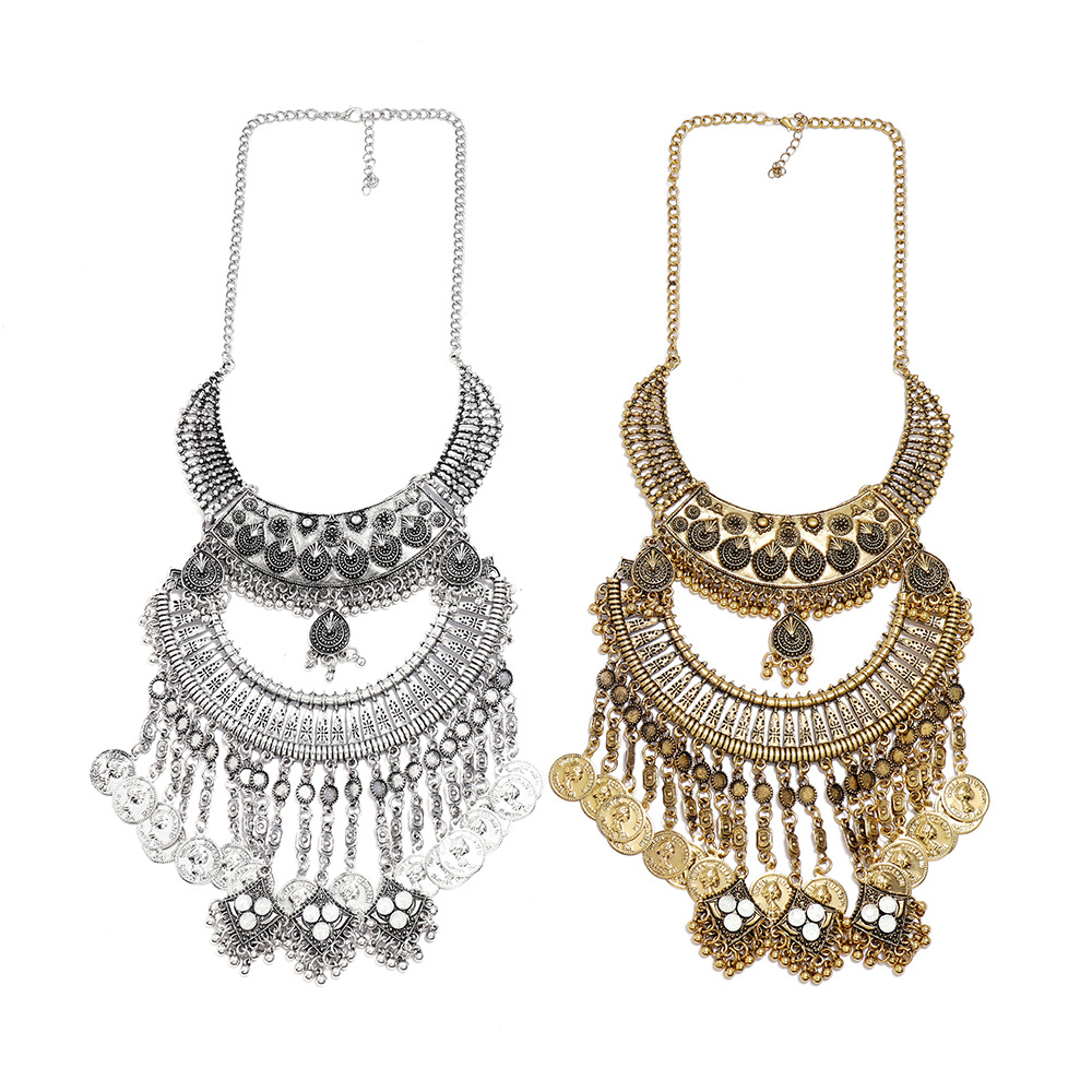 Daily Occasion Alloy Material Retro Ethnic Style Tassel Coin Alloy Plating Women's Necklace