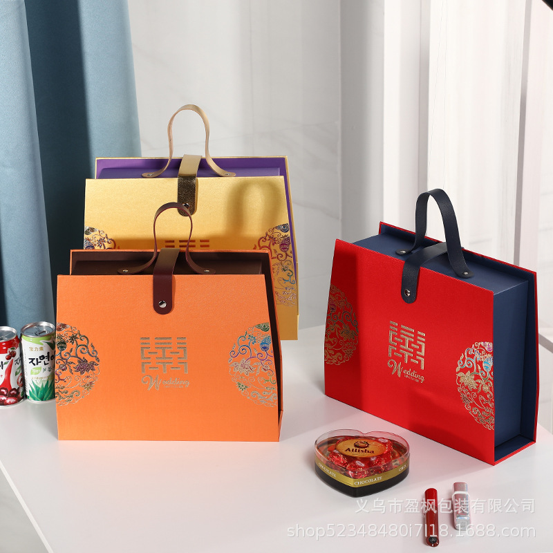 新款手提高档喜糖盒婚礼糖果盒伴手礼盒婚庆用品喜铺包装材料