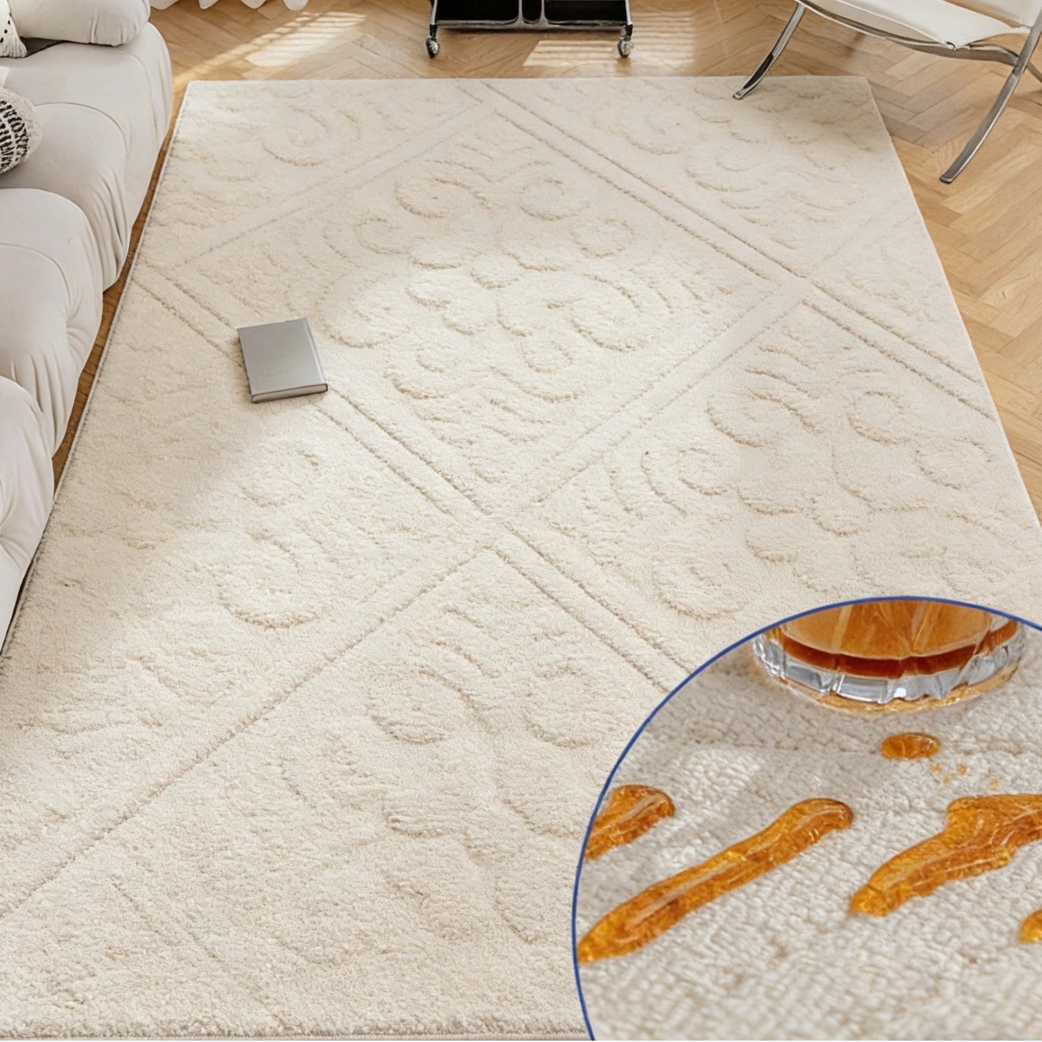 Alfombra impermeable de seda de diatomaceas, alfombra impermeable para la sala de estar doméstica, alfombra impermeable para el dormitorio, alfombra impermeable a prueba de contaminación