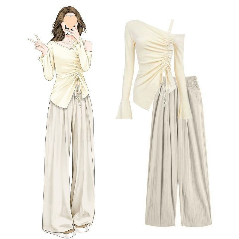 Футболка с длинными рукавами с открытыми плечами