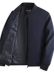 お父さんの薄手のジャケット、中年男性のゆったりとした春と秋のコート、中高年の野球襟の高齢者服、ベルベットと厚みのある