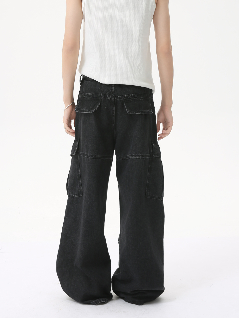 MTLCLOTHES Ropa de hombre | Korean High Street Heavy Industries Deconstruye Vaqueros de trabajo rectos de pierna ancha con múltiples bolsillos tridimensionales